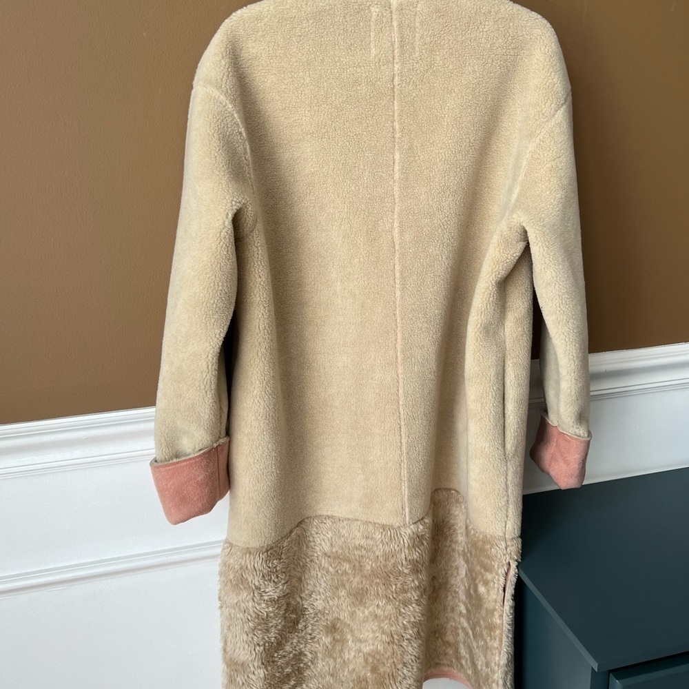 Zara Basic Shearling Double Sided Long Coat with … - image 5